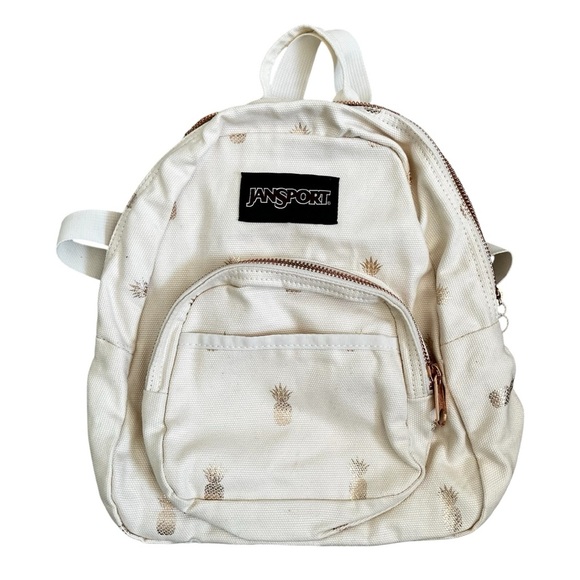 Jansport New with Tags Cream Mini Backpack Gold Pineapples - Picture 1 of 9